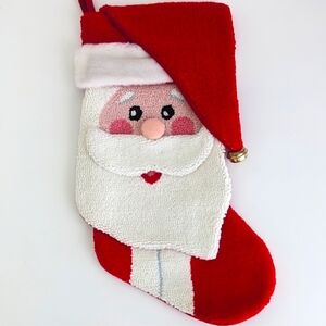 NEW Large Hand Hooked 3D Santa Christmas Stocking Chunky 20.5"